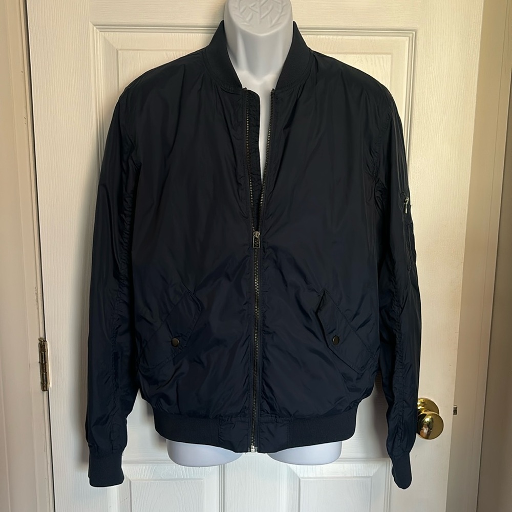 H&M Dark Blue Lightweight Aesthetic Bomber Jacket